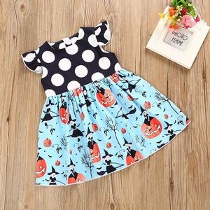Toddler Halloween Dress | Polka Dot & Baby Blue